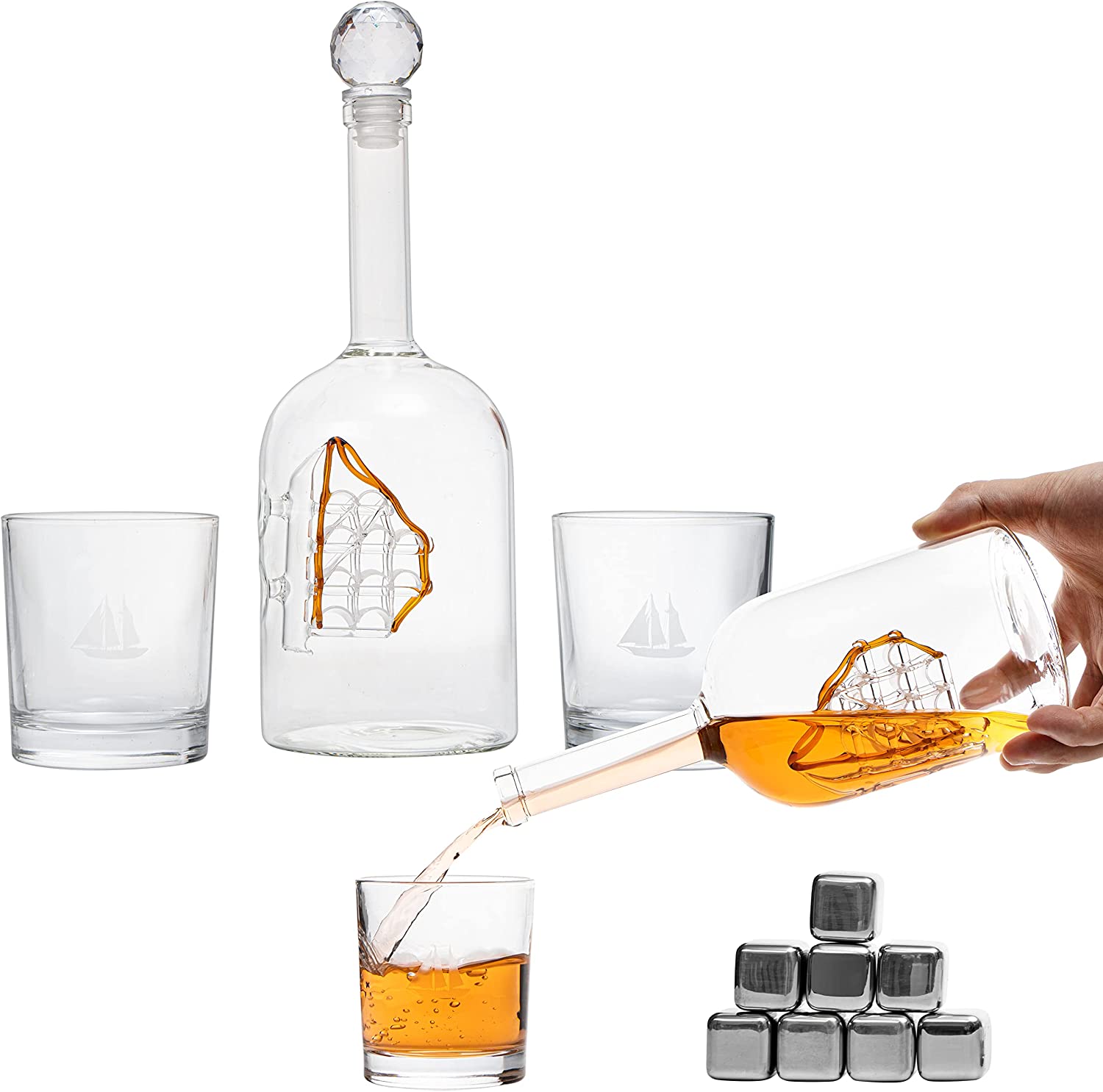 Antique Ship Decanter Set with Storage Box – High Mark