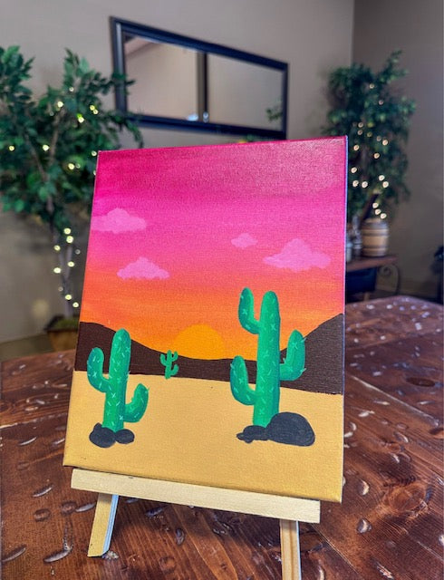 July 22/ Wednesday - Cactus Sunset Painting $50