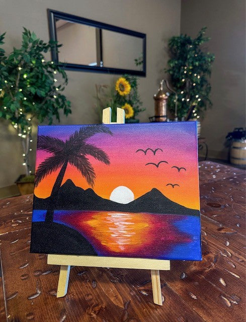 August 5/ Wednesday - Palm Tree Lake View Painting $50